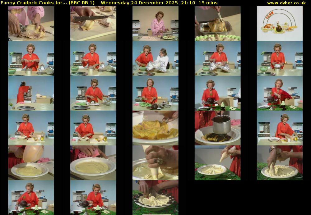 Fanny Cradock Cooks for... (BBC RB 1) Wednesday 24 December 2025 21:10 - 21:25