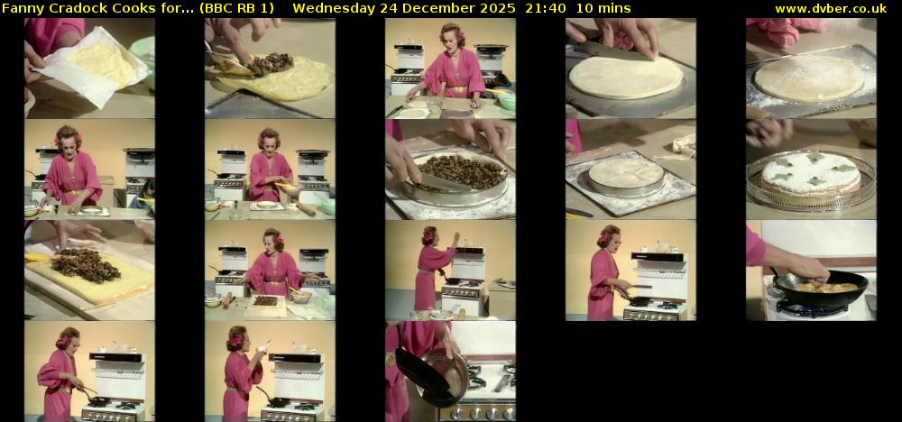 Fanny Cradock Cooks for... (BBC RB 1) Wednesday 24 December 2025 21:40 - 21:50