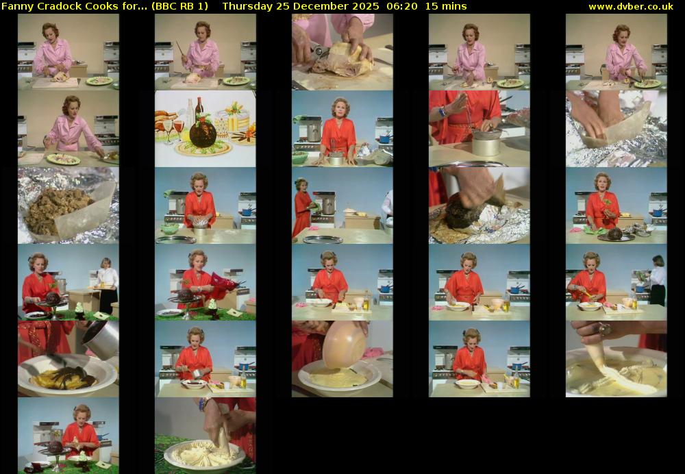 Fanny Cradock Cooks for... (BBC RB 1) Thursday 25 December 2025 06:20 - 06:35