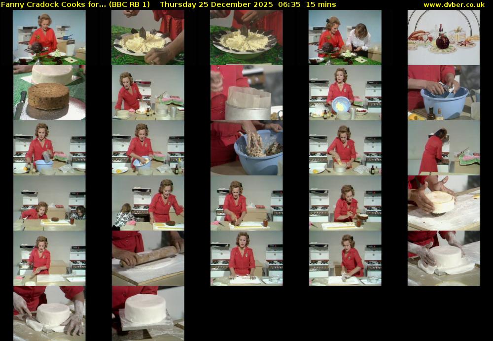 Fanny Cradock Cooks for... (BBC RB 1) Thursday 25 December 2025 06:35 - 06:50