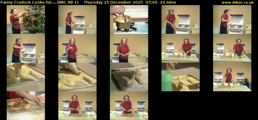 Fanny Cradock Cooks for... (BBC RB 1) Thursday 25 December 2025 07:05 - 07:15