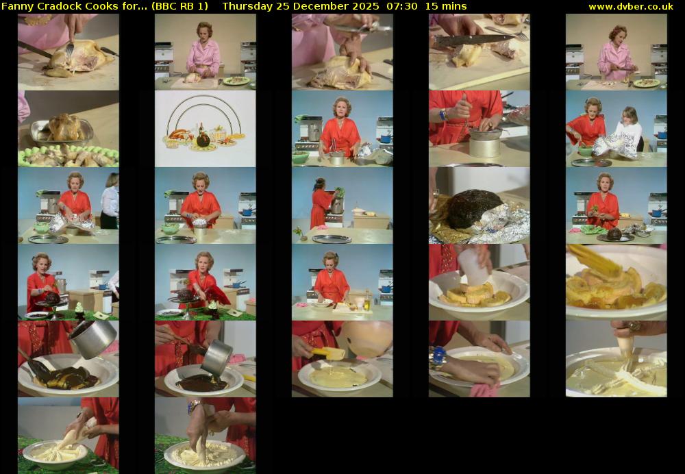 Fanny Cradock Cooks for... (BBC RB 1) Thursday 25 December 2025 07:30 - 07:45