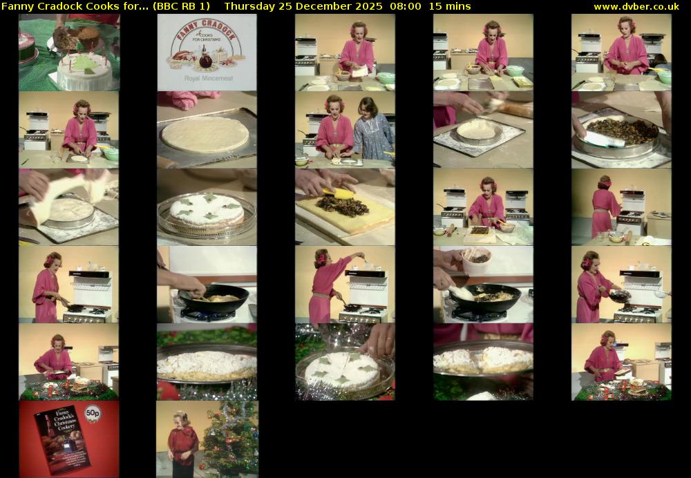 Fanny Cradock Cooks for... (BBC RB 1) Thursday 25 December 2025 08:00 - 08:15