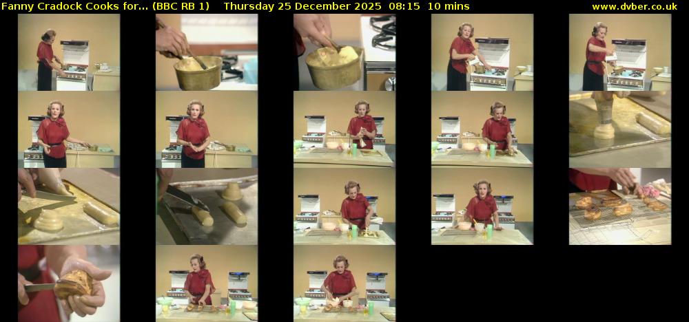 Fanny Cradock Cooks for... (BBC RB 1) Thursday 25 December 2025 08:15 - 08:25