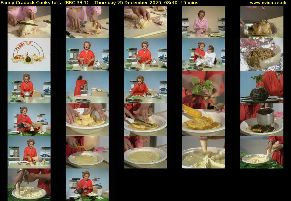 Fanny Cradock Cooks for... (BBC RB 1) Thursday 25 December 2025 08:40 - 08:55