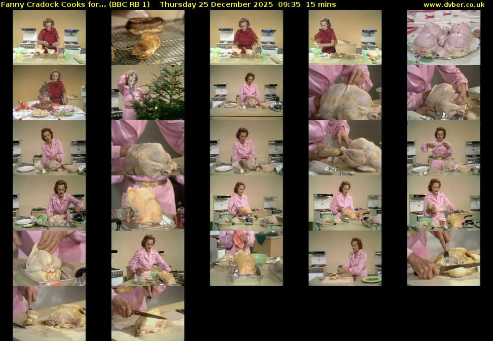 Fanny Cradock Cooks for... (BBC RB 1) Thursday 25 December 2025 09:35 - 09:50