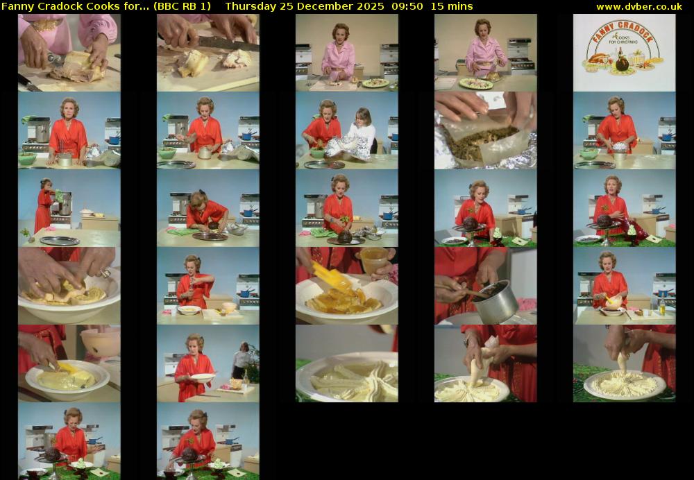 Fanny Cradock Cooks for... (BBC RB 1) Thursday 25 December 2025 09:50 - 10:05