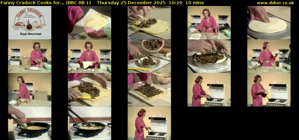 Fanny Cradock Cooks for... (BBC RB 1) Thursday 25 December 2025 10:20 - 10:30