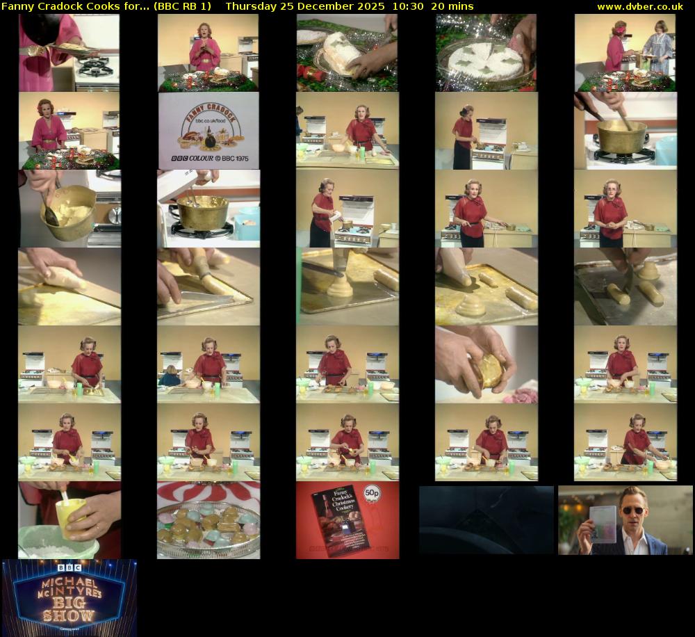 Fanny Cradock Cooks for... (BBC RB 1) Thursday 25 December 2025 10:30 - 10:50