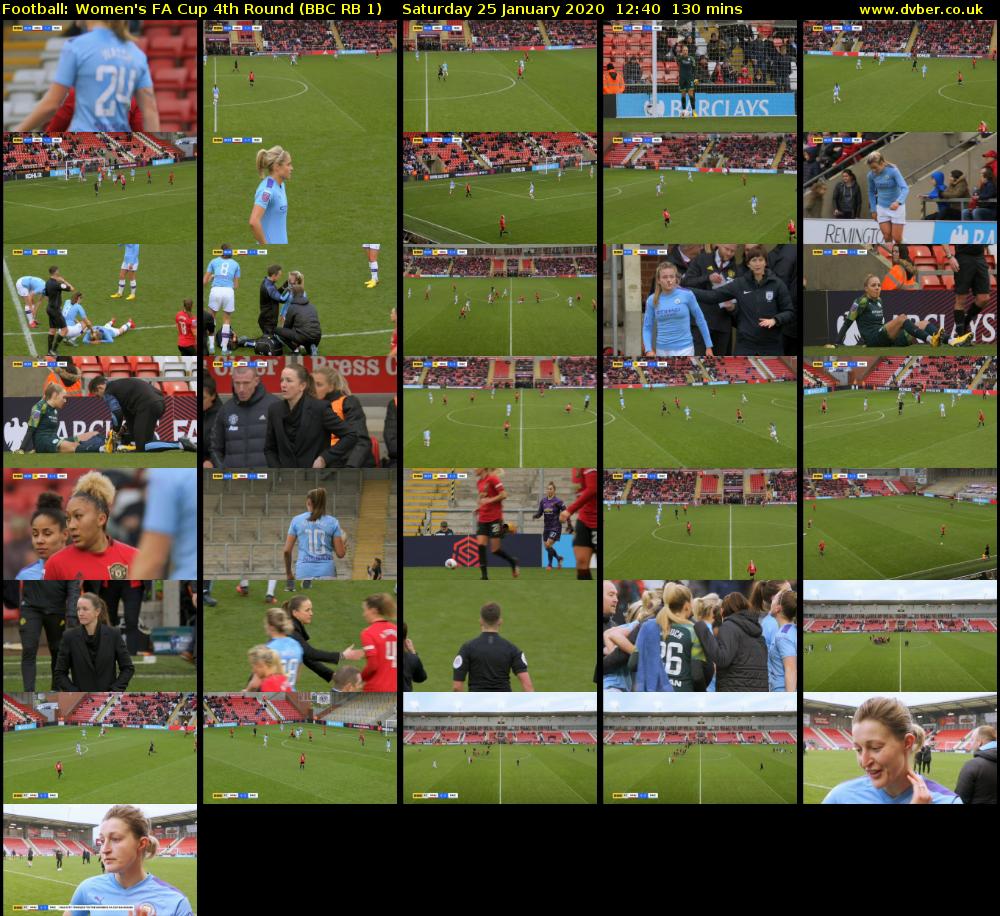 Football: Women's FA Cup 4th Round (BBC RB 1) Saturday 25 January 2020 12:40 - 14:50