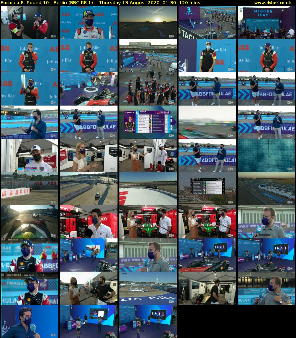 Formula E: Round 10 - Berlin (BBC RB 1) Thursday 13 August 2020 01:30 - 03:30