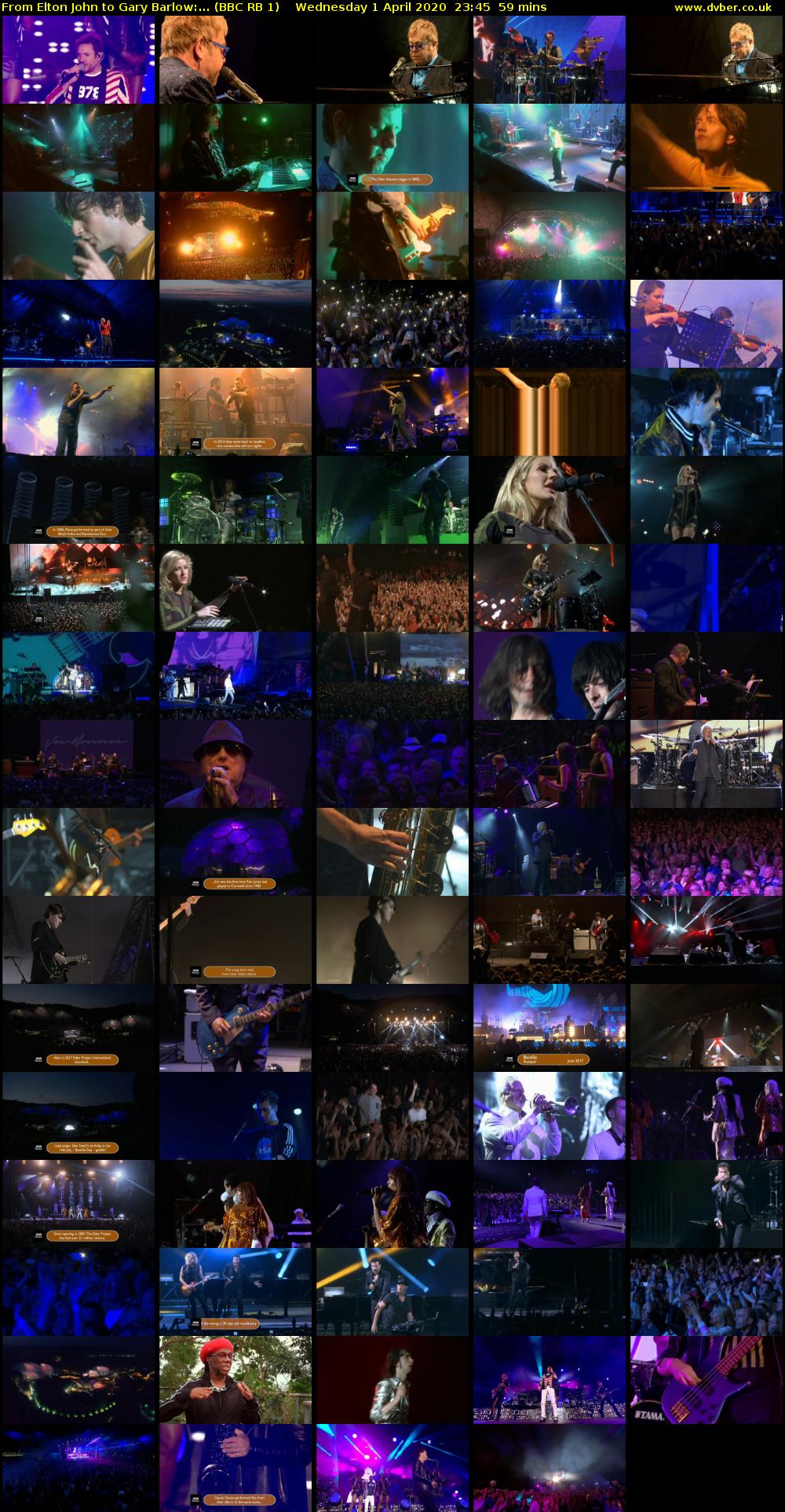 From Elton John to Gary Barlow:... (BBC RB 1) Wednesday 1 April 2020 23:45 - 00:44