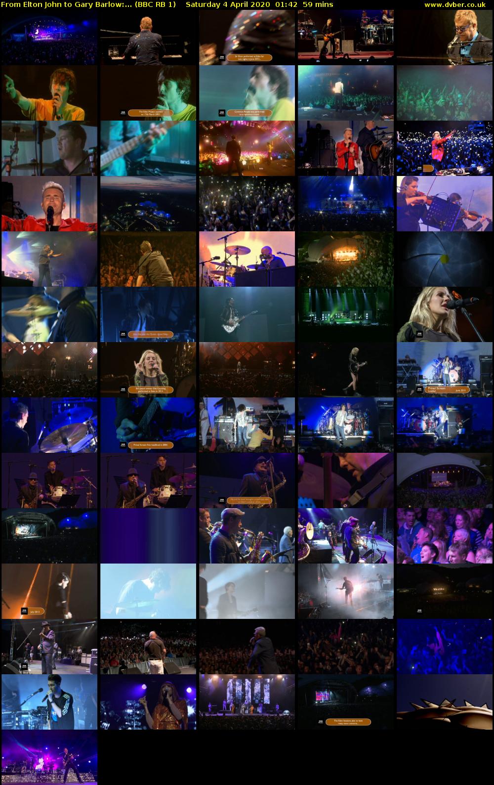 From Elton John to Gary Barlow:... (BBC RB 1) Saturday 4 April 2020 01:42 - 02:41