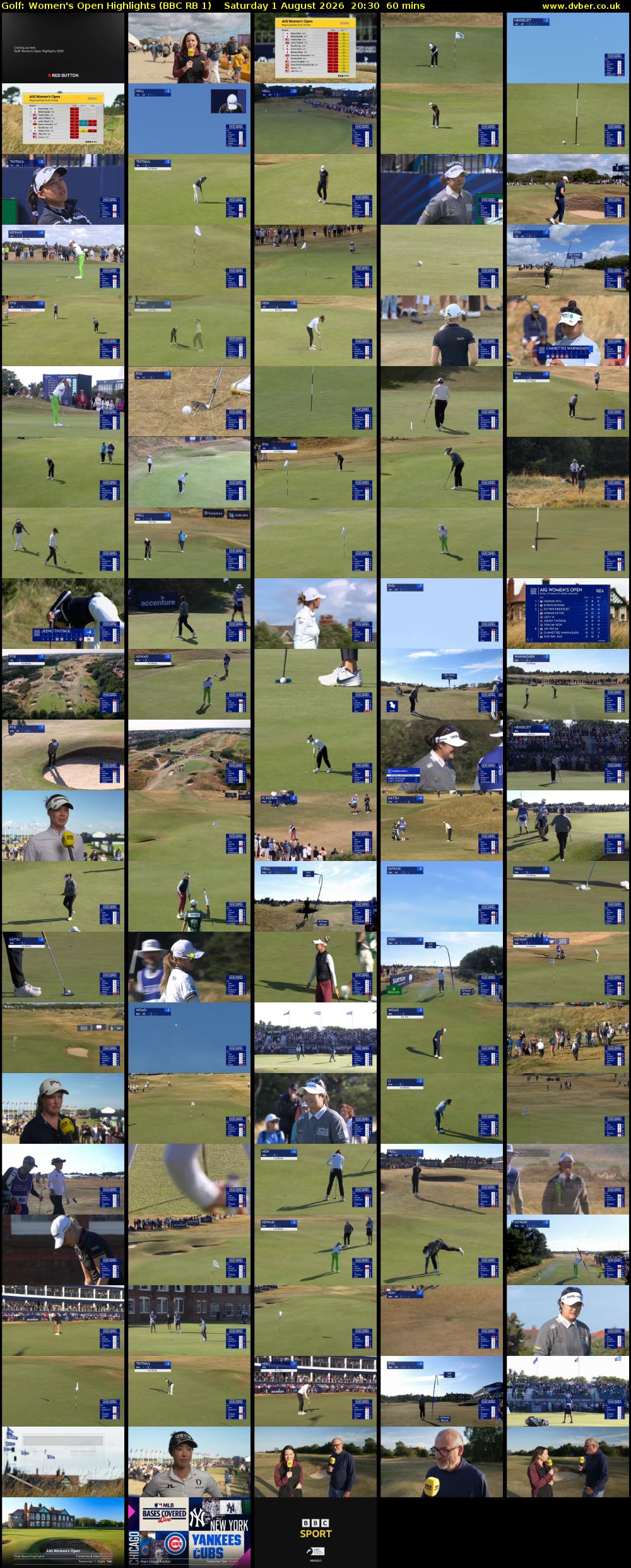 Golf: Women's Open Highlights (BBC RB 1) Saturday 1 August 2026 20:30 - 21:30
