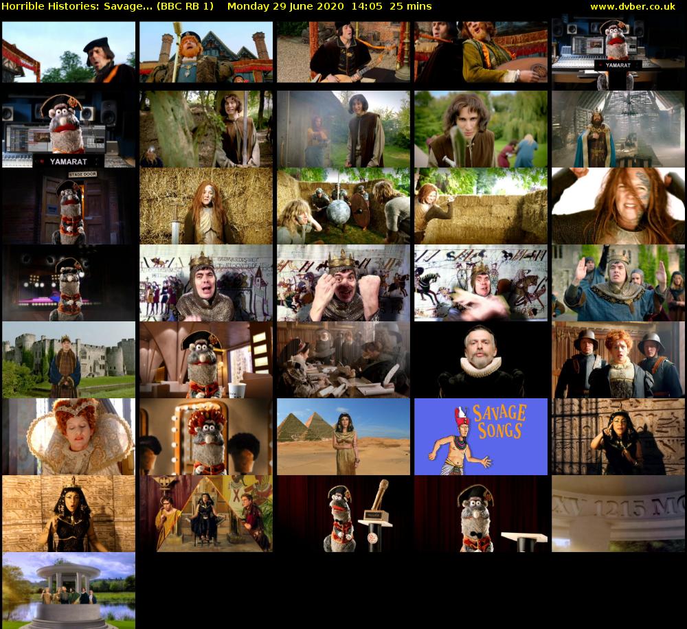 Horrible Histories: Savage... (BBC RB 1) Monday 29 June 2020 14:05 - 14:30