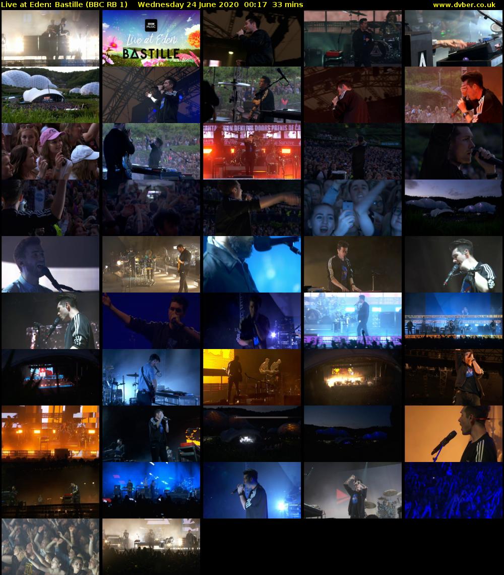 Live at Eden: Bastille (BBC RB 1) Wednesday 24 June 2020 00:17 - 00:50