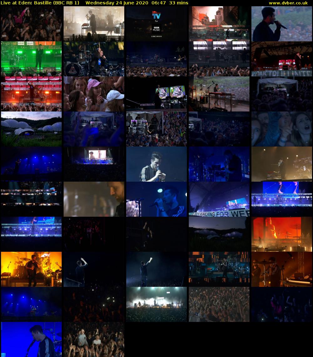 Live at Eden: Bastille (BBC RB 1) Wednesday 24 June 2020 06:47 - 07:20