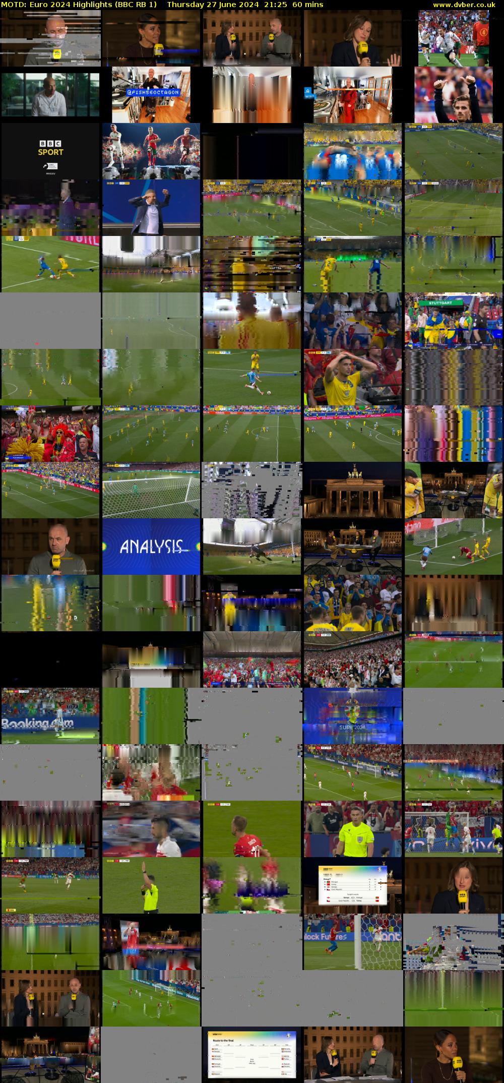 MOTD: Euro 2024 Highlights (BBC RB 1) Thursday 27 June 2024 21:25 - 22:25