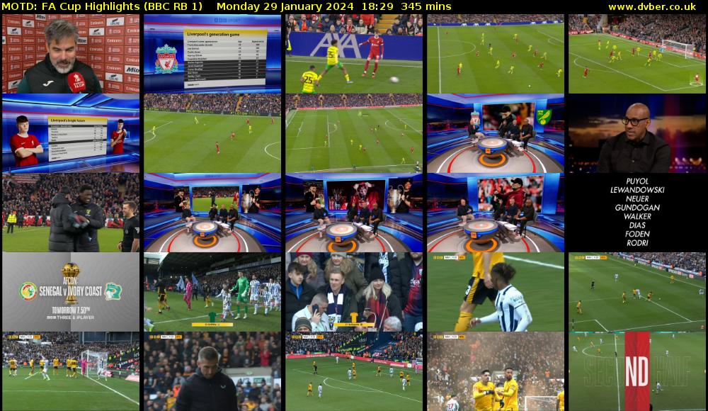 MOTD: FA Cup Highlights (BBC RB 1) Monday 29 January 2024 18:29 - 00:14