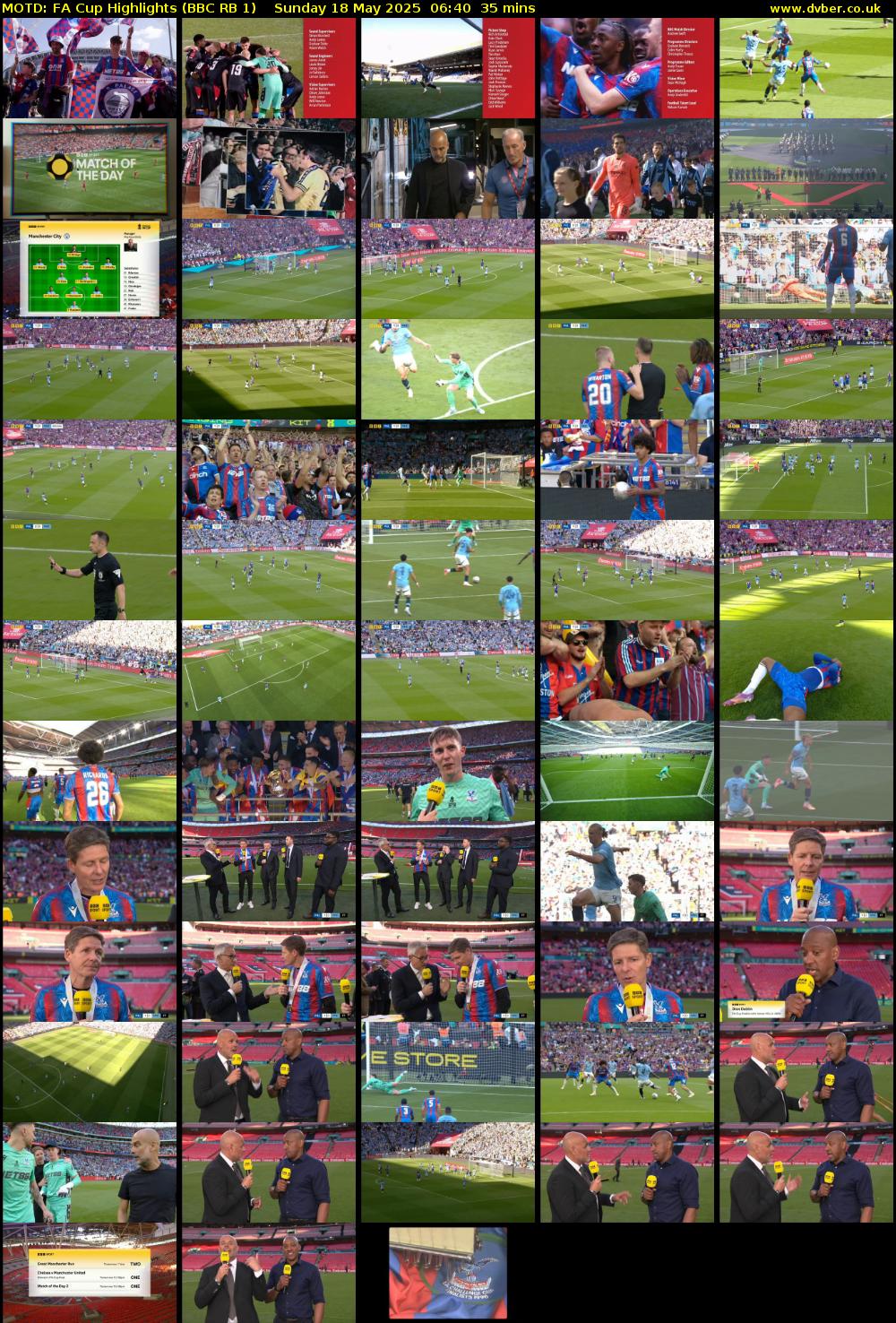 MOTD: FA Cup Highlights (BBC RB 1) Sunday 18 May 2025 06:40 - 07:15
