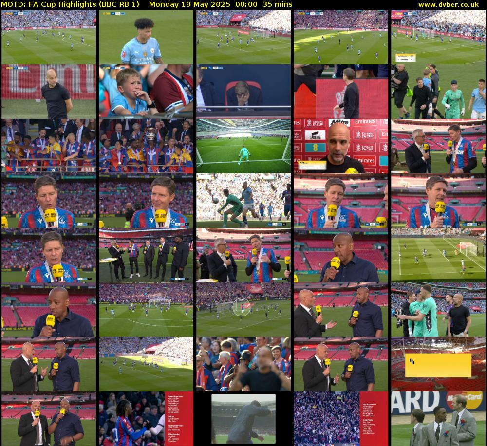 MOTD: FA Cup Highlights (BBC RB 1) Monday 19 May 2025 00:00 - 00:35