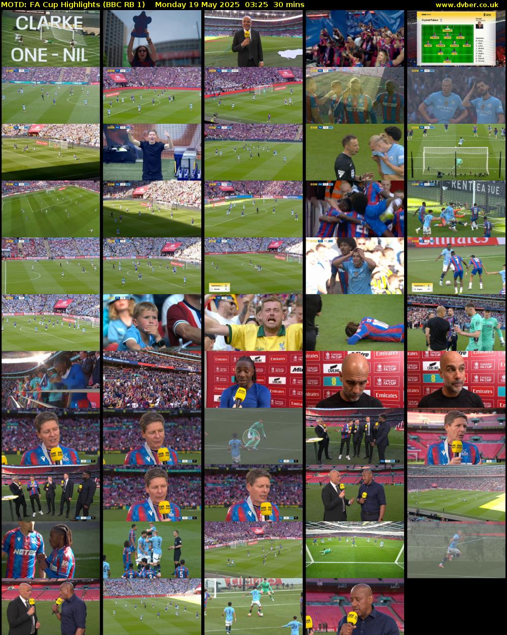 MOTD: FA Cup Highlights (BBC RB 1) Monday 19 May 2025 03:25 - 03:55