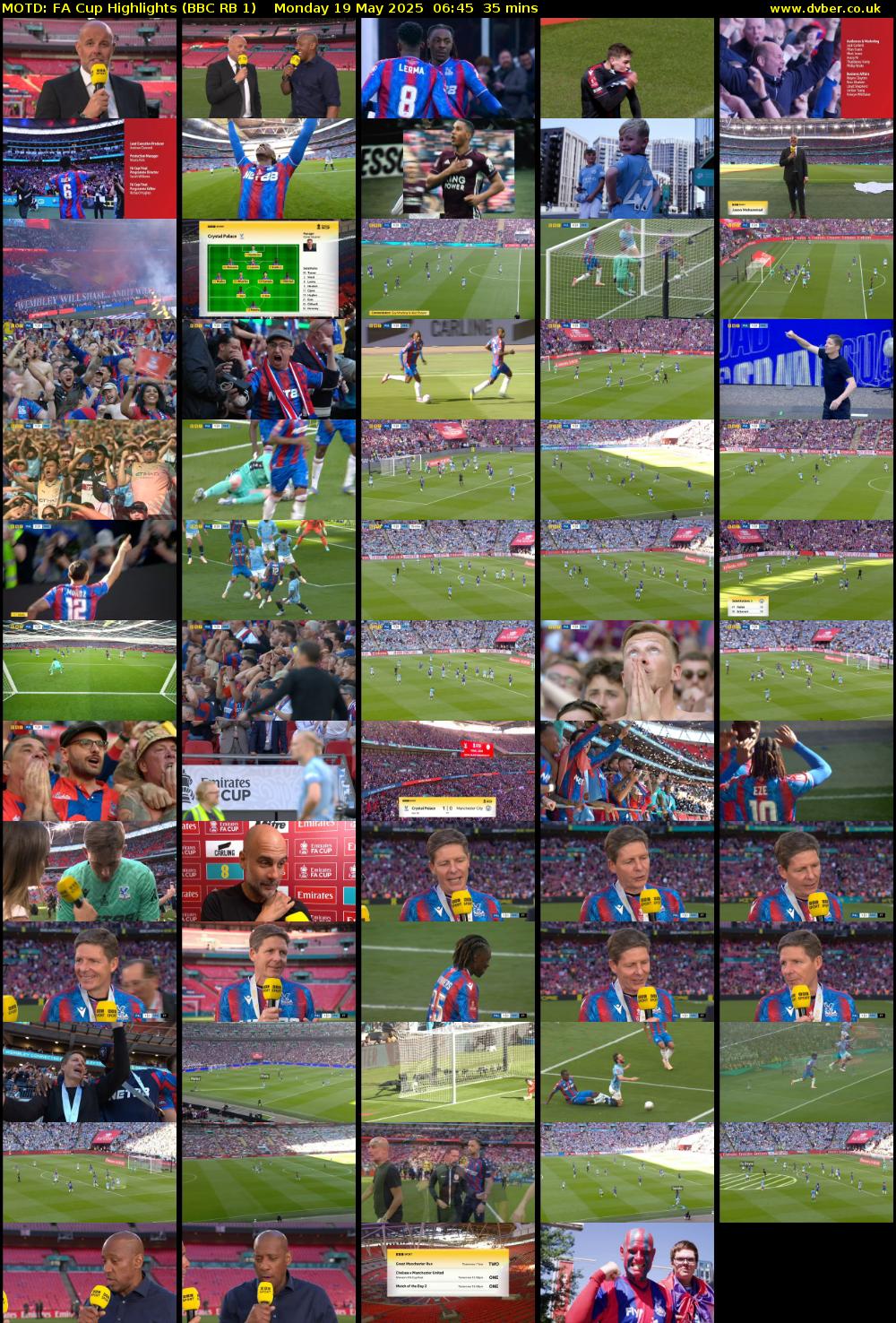 MOTD: FA Cup Highlights (BBC RB 1) Monday 19 May 2025 06:45 - 07:20