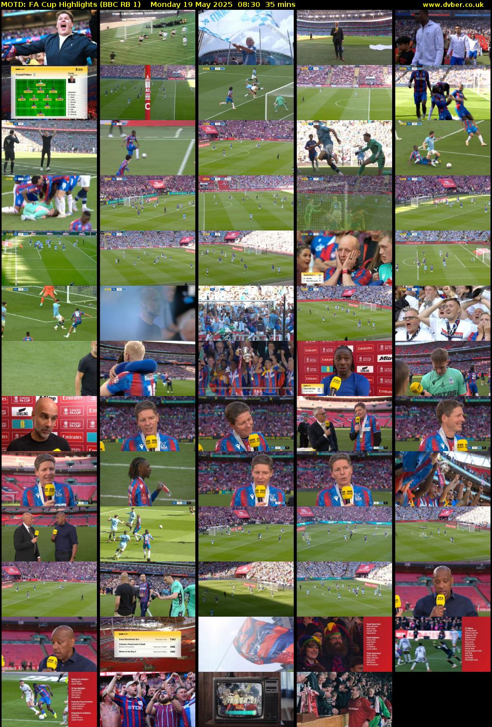 MOTD: FA Cup Highlights (BBC RB 1) Monday 19 May 2025 08:30 - 09:05