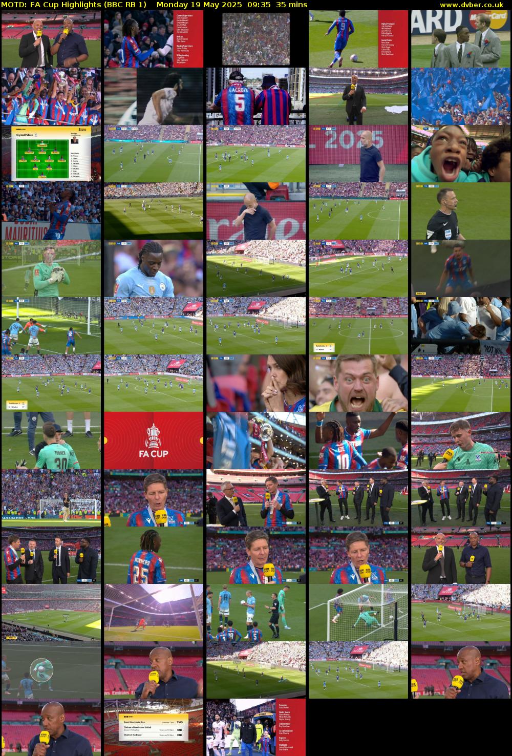 MOTD: FA Cup Highlights (BBC RB 1) Monday 19 May 2025 09:35 - 10:10