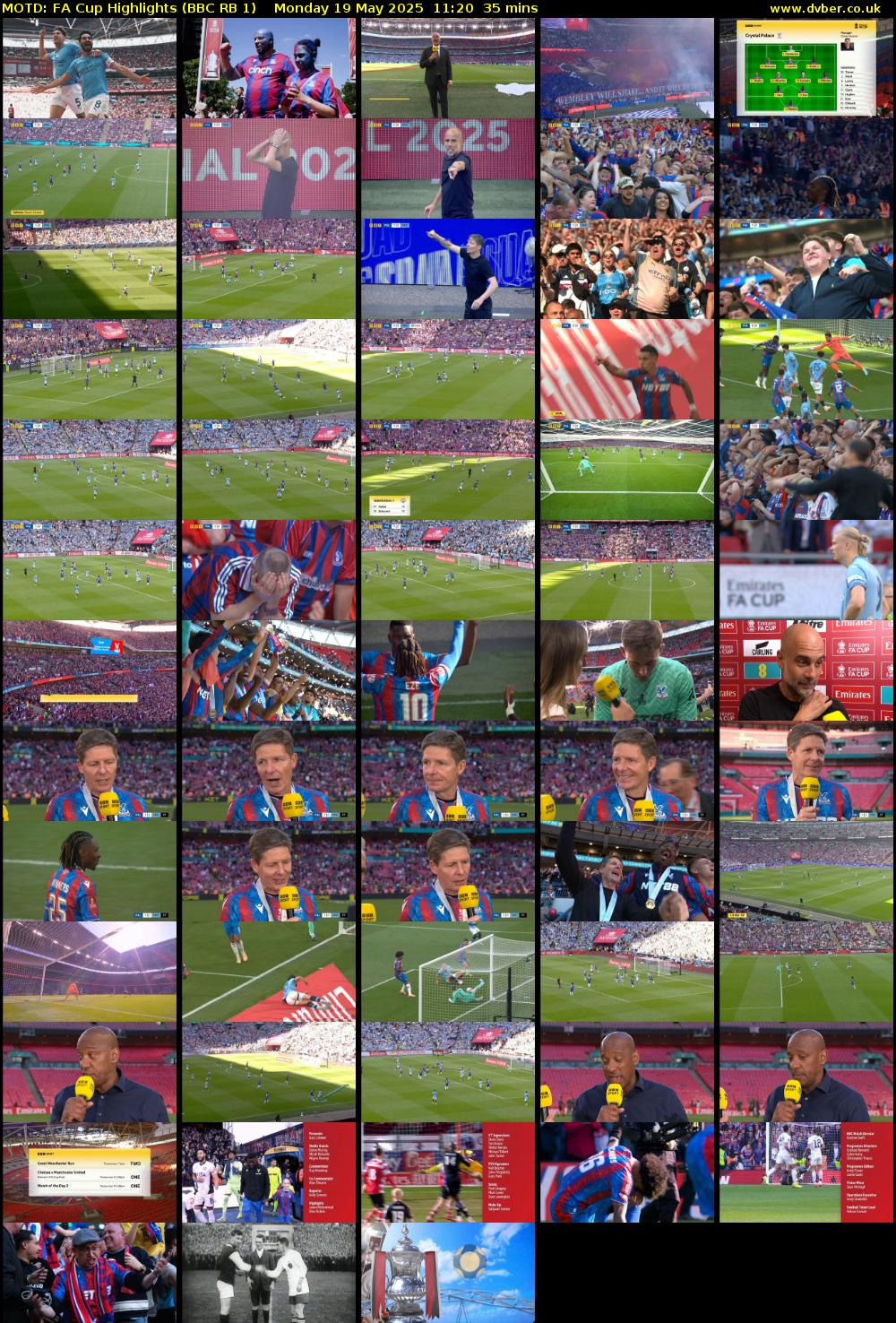MOTD: FA Cup Highlights (BBC RB 1) Monday 19 May 2025 11:20 - 11:55