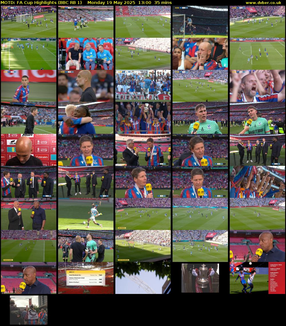 MOTD: FA Cup Highlights (BBC RB 1) Monday 19 May 2025 13:00 - 13:35