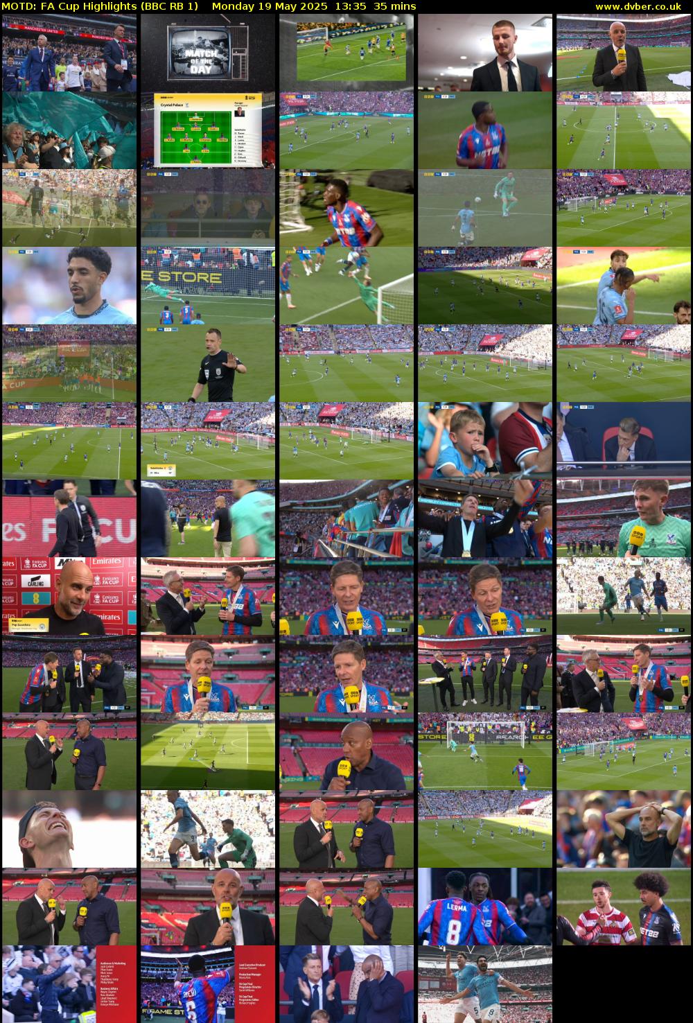 MOTD: FA Cup Highlights (BBC RB 1) Monday 19 May 2025 13:35 - 14:10