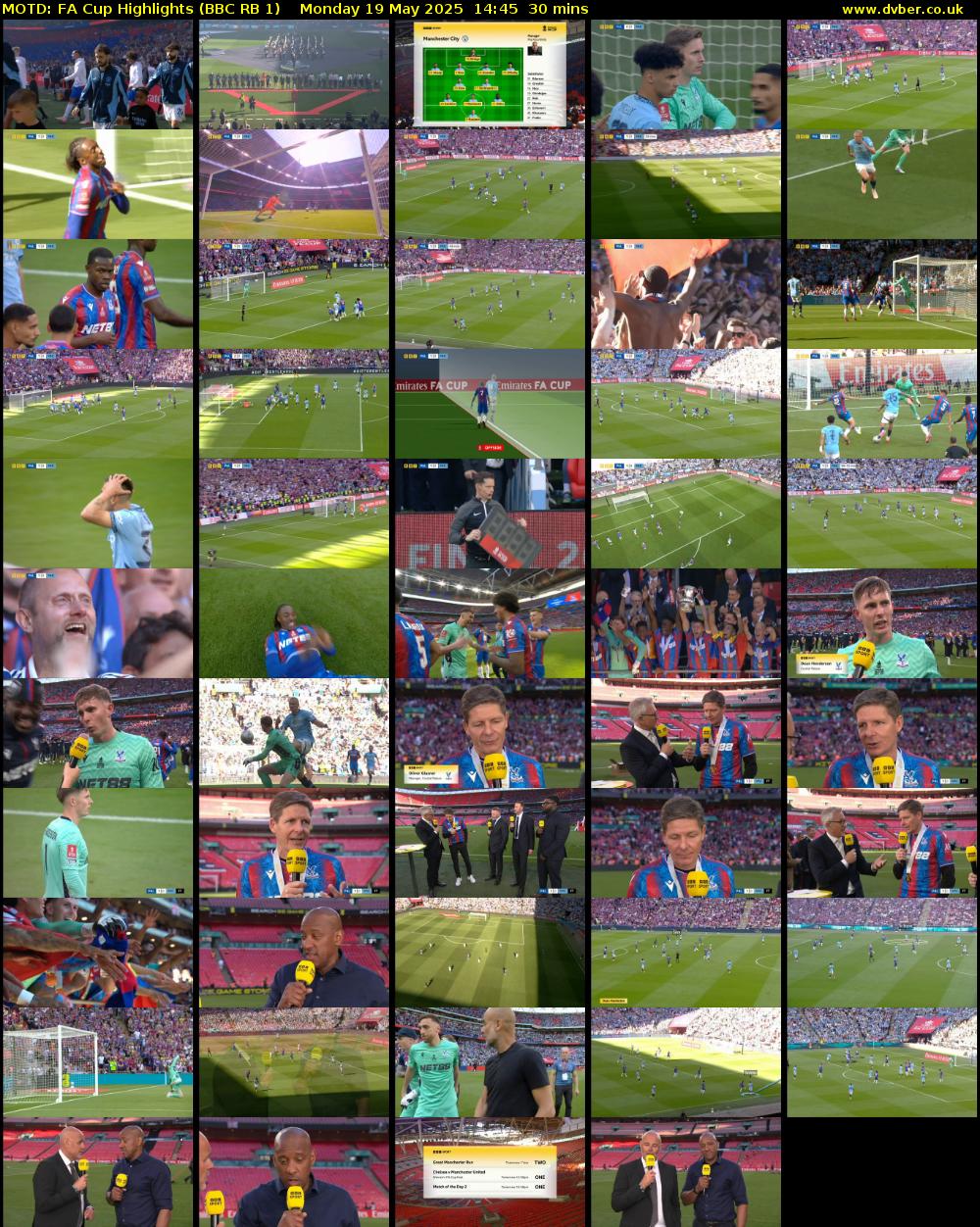 MOTD: FA Cup Highlights (BBC RB 1) Monday 19 May 2025 14:45 - 15:15