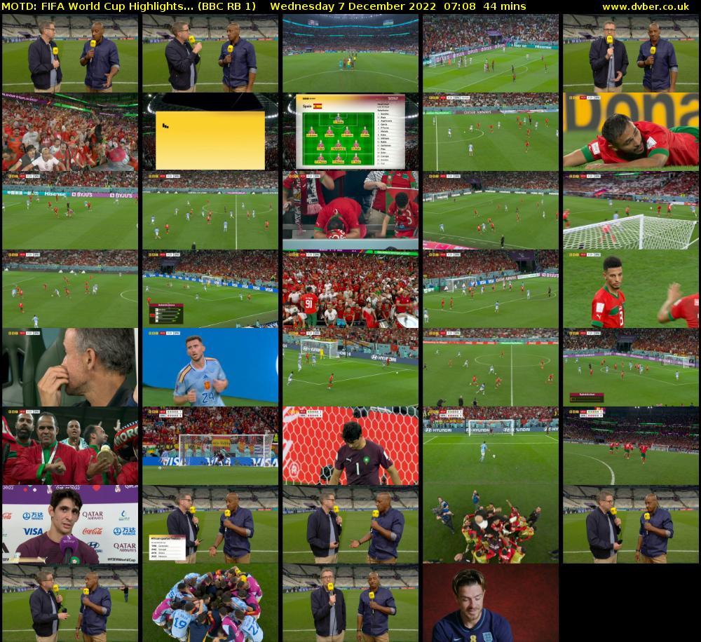 MOTD: FIFA World Cup Highlights... (BBC RB 1) Wednesday 7 December 2022 07:08 - 07:52