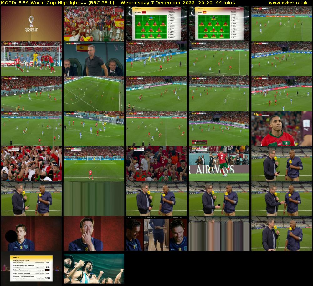 MOTD: FIFA World Cup Highlights... (BBC RB 1) Wednesday 7 December 2022 20:20 - 21:04