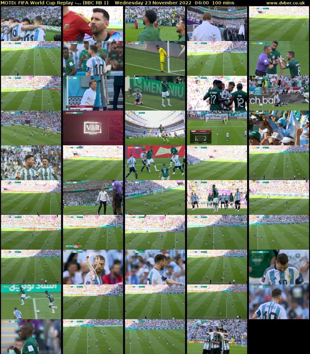 MOTD: FIFA World Cup Replay -... (BBC RB 1) Wednesday 23 November 2022 04:00 - 05:40