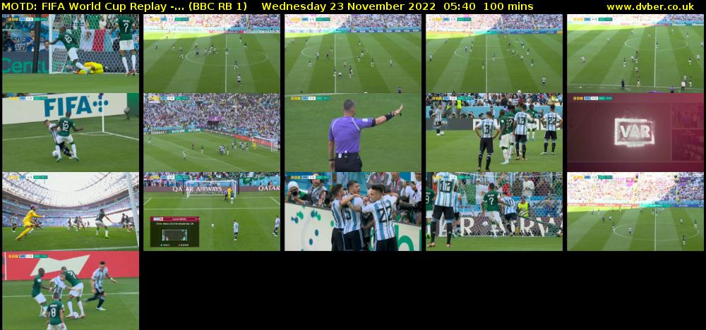MOTD: FIFA World Cup Replay -... (BBC RB 1) Wednesday 23 November 2022 05:40 - 07:20