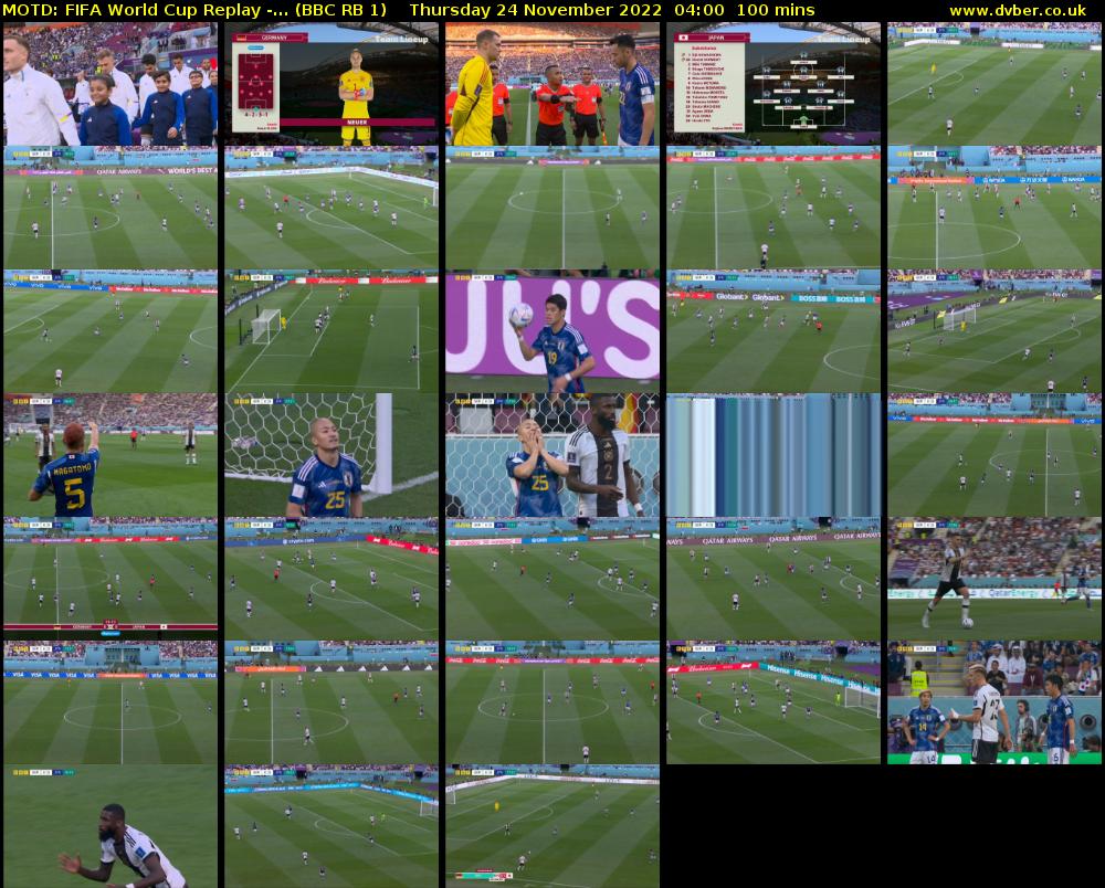 MOTD: FIFA World Cup Replay -... (BBC RB 1) Thursday 24 November 2022 04:00 - 05:40