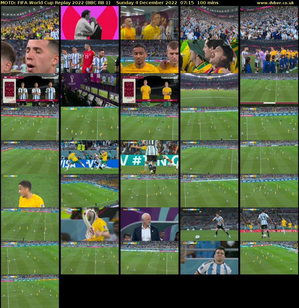 MOTD: FIFA World Cup Replay 2022 (BBC RB 1) Sunday 4 December 2022 07:15 - 08:55