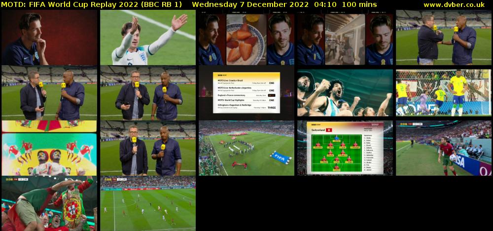 MOTD: FIFA World Cup Replay 2022 (BBC RB 1) Wednesday 7 December 2022 04:10 - 05:50