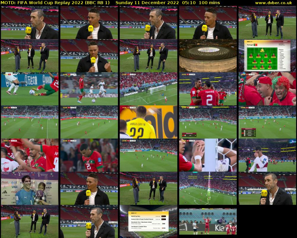 MOTD: FIFA World Cup Replay 2022 (BBC RB 1) Sunday 11 December 2022 05:10 - 06:50