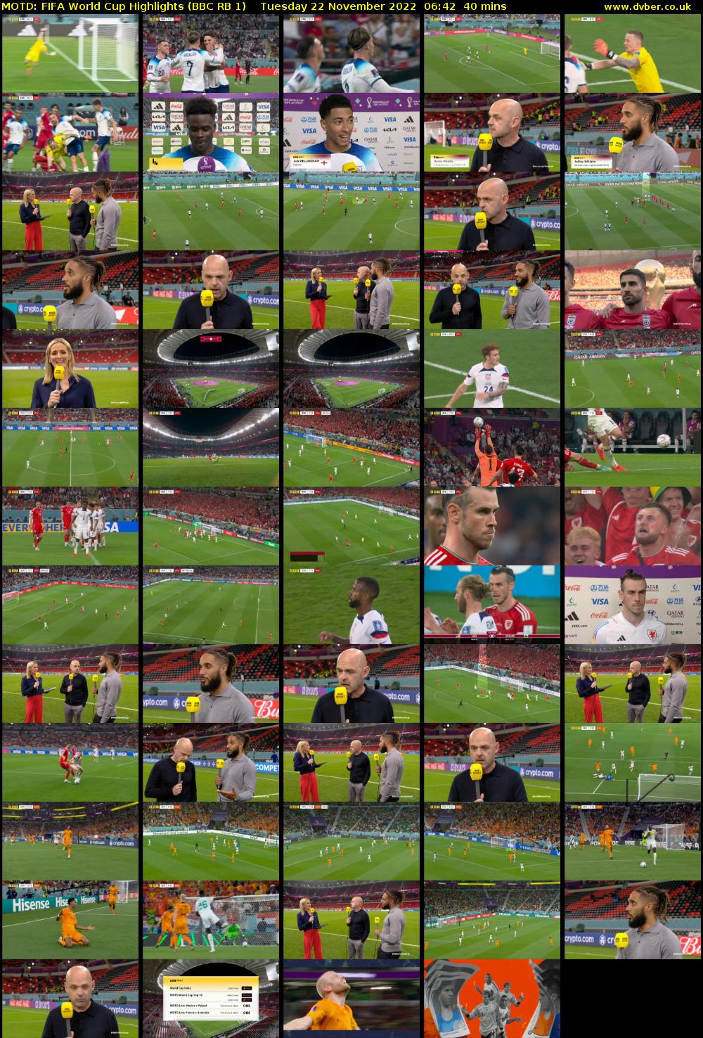 MOTD: Fifa World Cup Highlights (BBC RB 1) Tuesday 22 November 2022 06:42 - 07:22