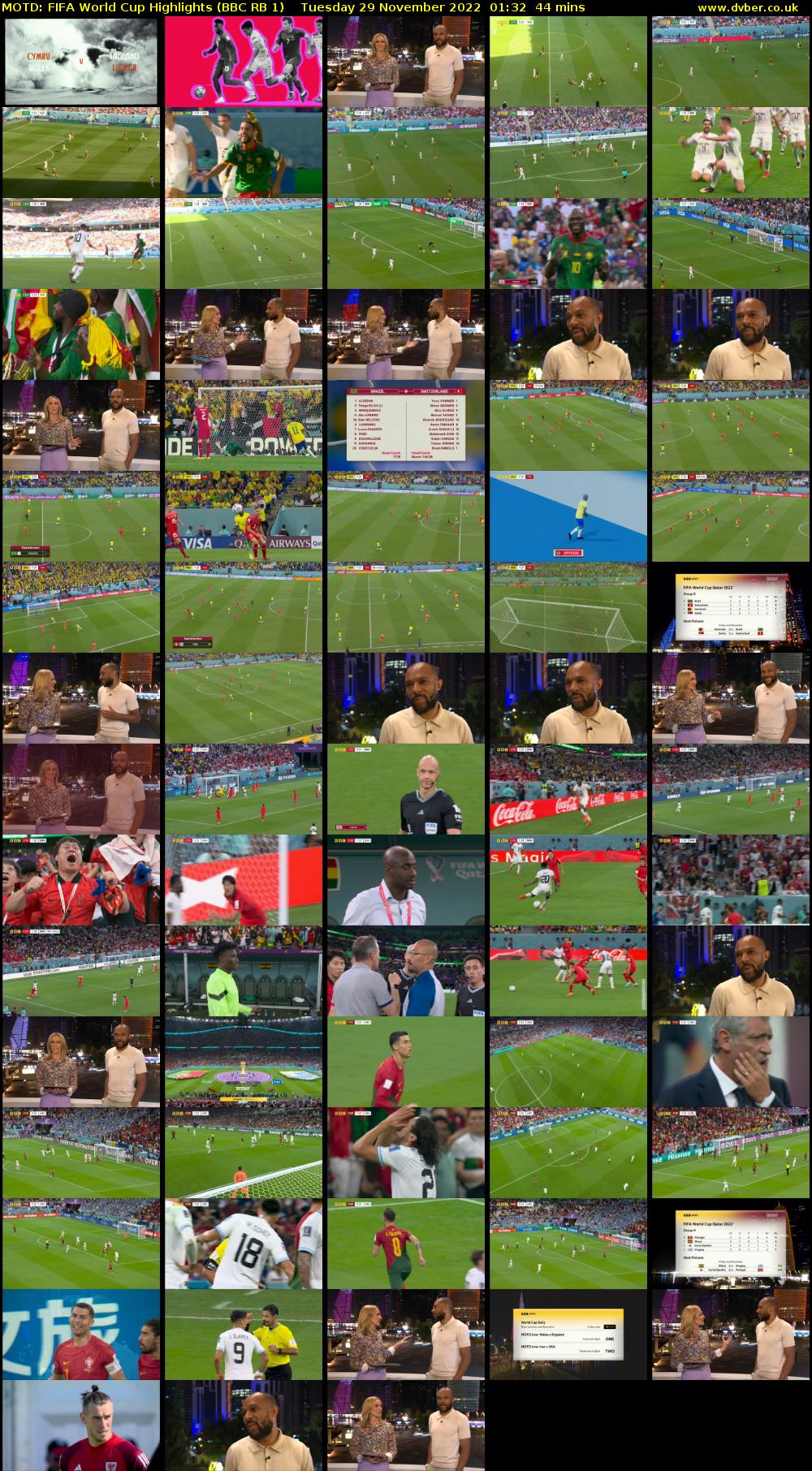 MOTD: Fifa World Cup Highlights (BBC RB 1) Tuesday 29 November 2022 01:32 - 02:16