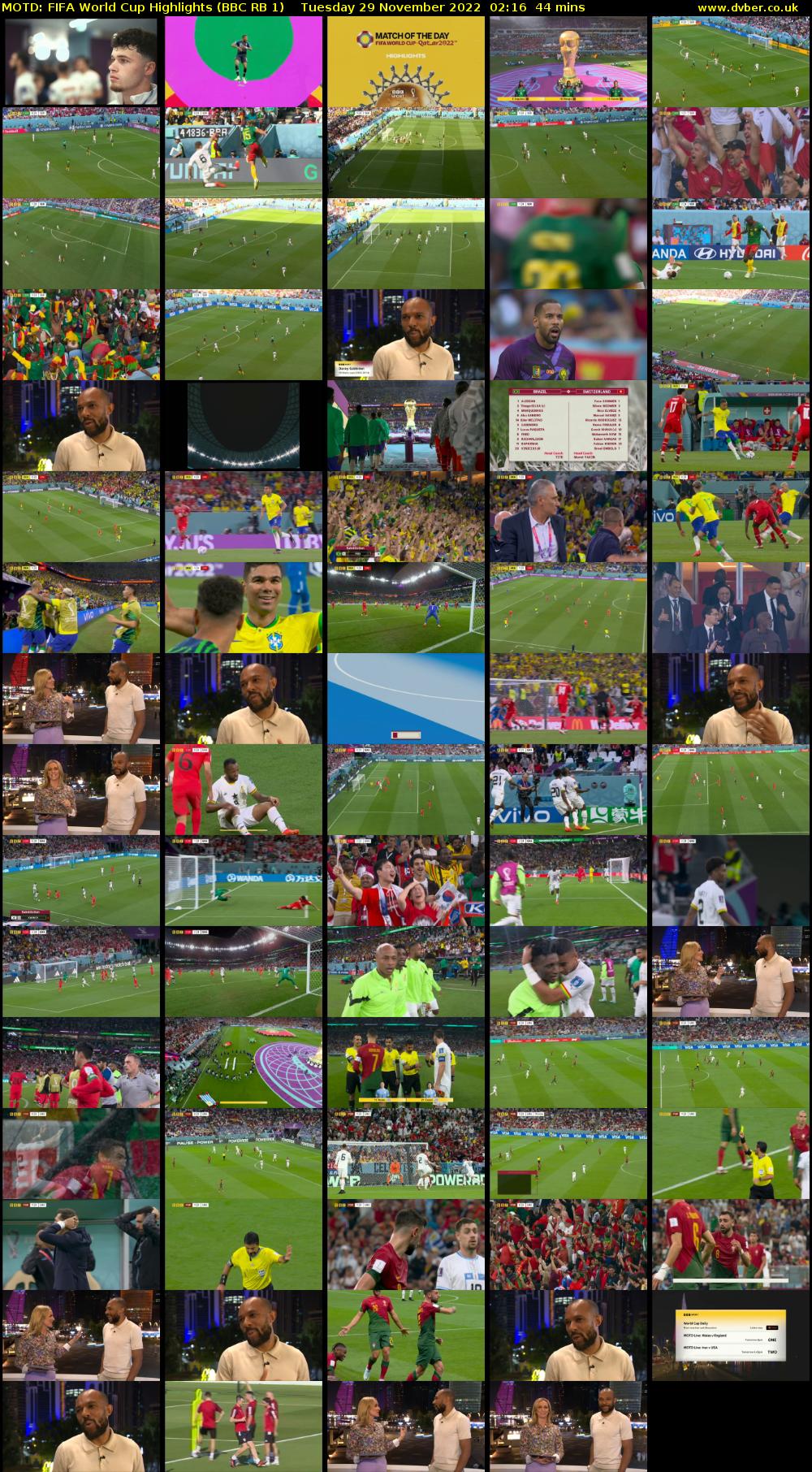 MOTD: Fifa World Cup Highlights (BBC RB 1) Tuesday 29 November 2022 02:16 - 03:00