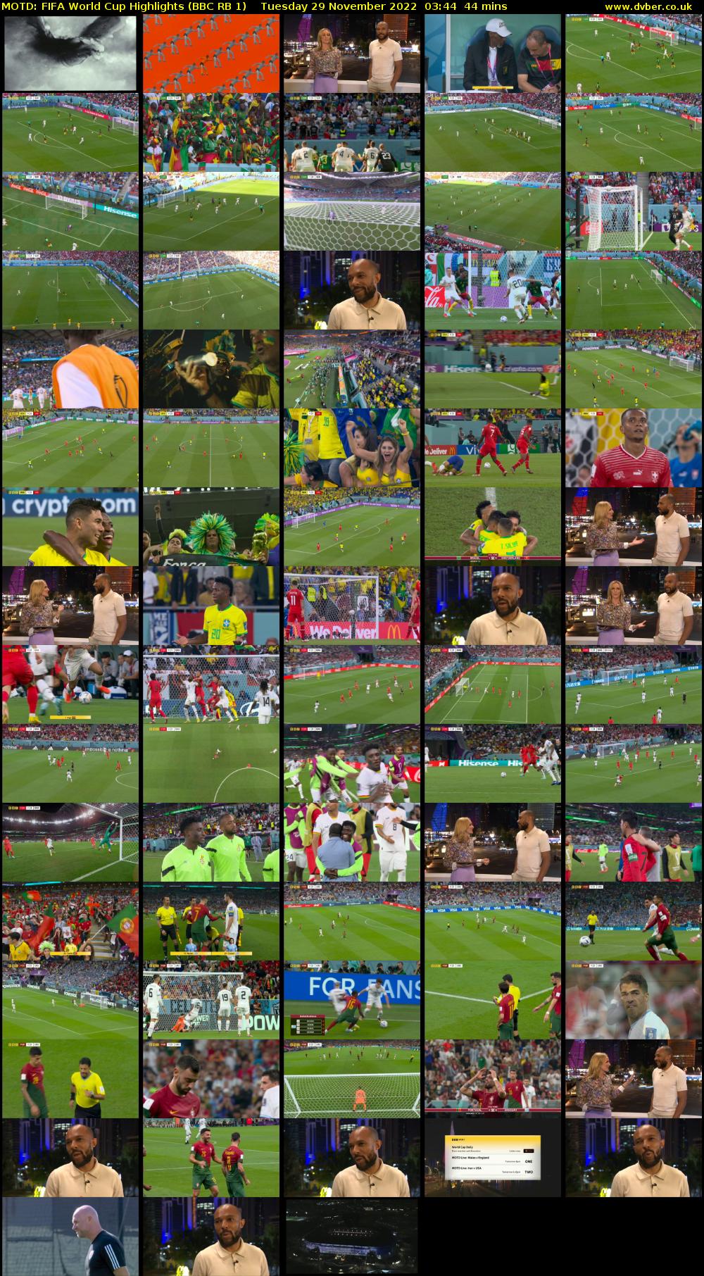 MOTD: Fifa World Cup Highlights (BBC RB 1) Tuesday 29 November 2022 03:44 - 04:28