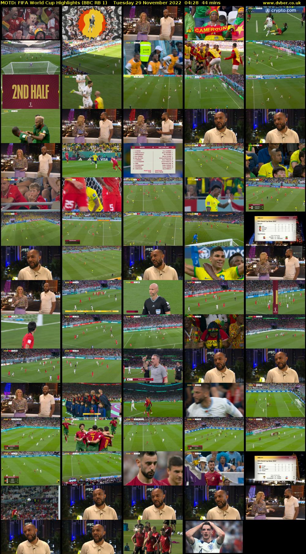 MOTD: Fifa World Cup Highlights (BBC RB 1) Tuesday 29 November 2022 04:28 - 05:12