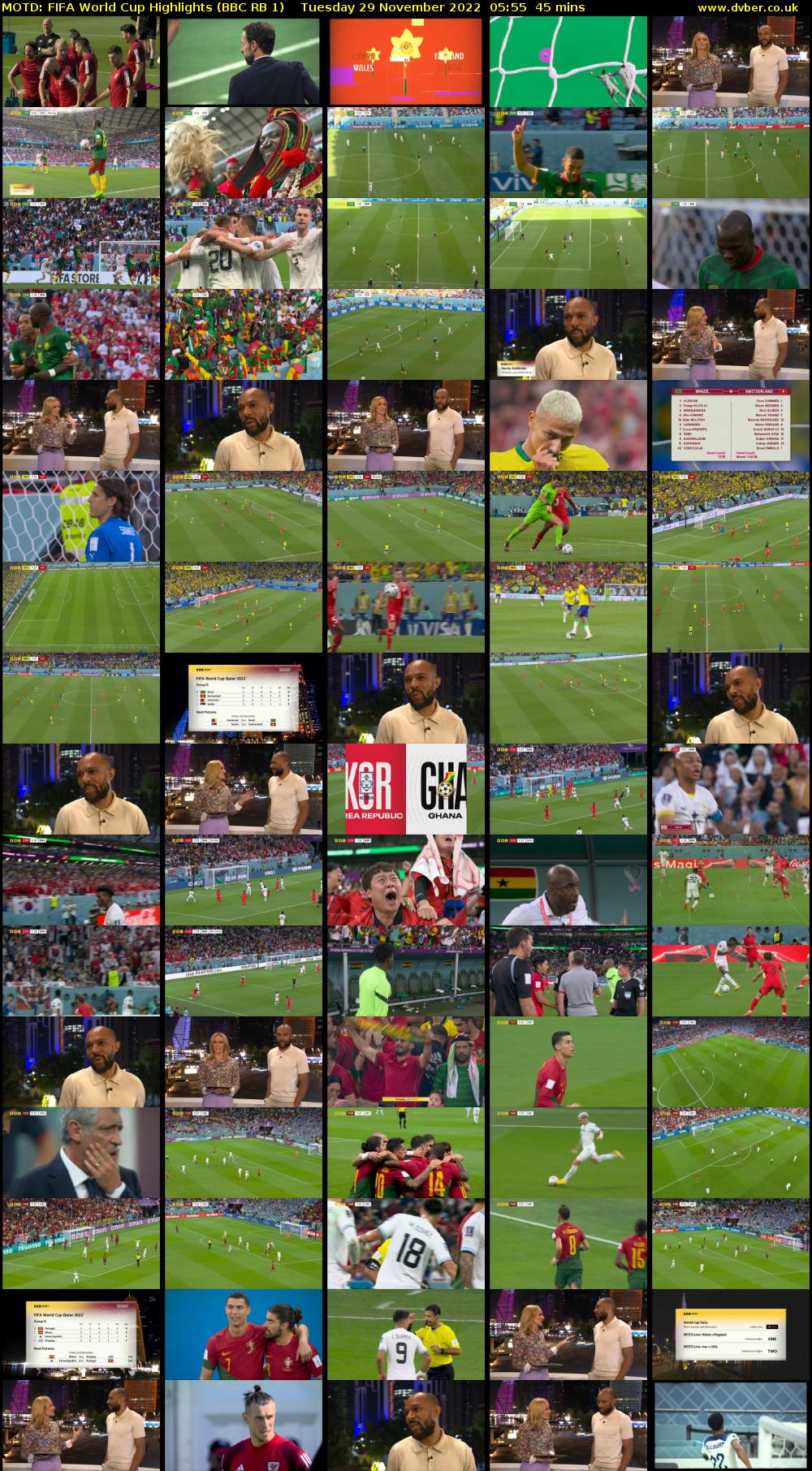 MOTD: Fifa World Cup Highlights (BBC RB 1) Tuesday 29 November 2022 05:55 - 06:40