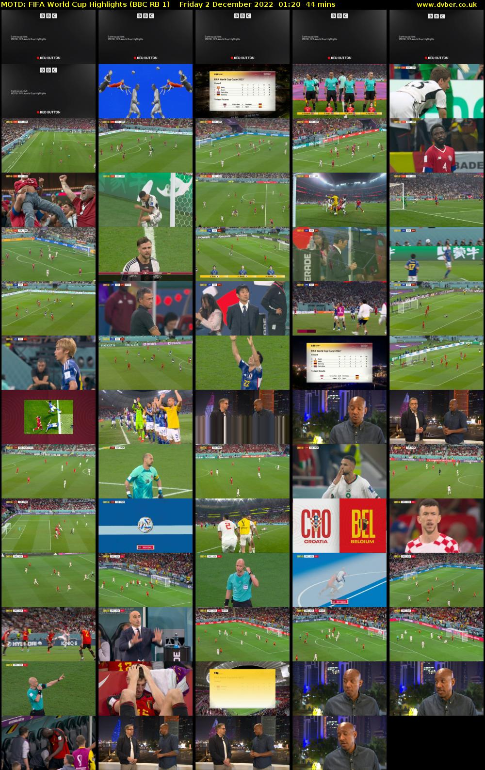 MOTD: Fifa World Cup Highlights (BBC RB 1) Friday 2 December 2022 01:20 - 02:04