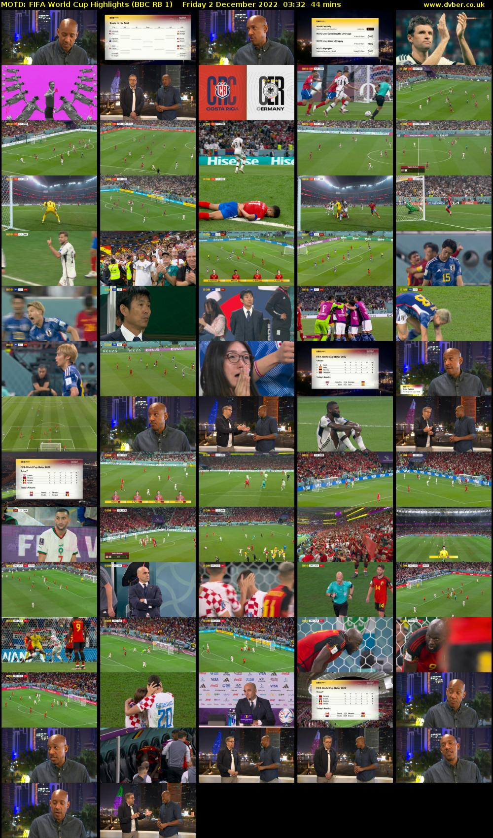 MOTD: Fifa World Cup Highlights (BBC RB 1) Friday 2 December 2022 03:32 - 04:16