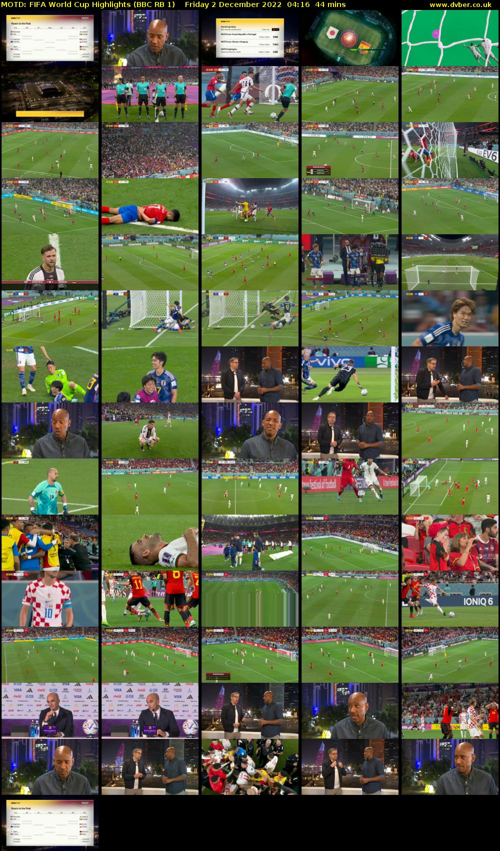 MOTD: Fifa World Cup Highlights (BBC RB 1) Friday 2 December 2022 04:16 - 05:00